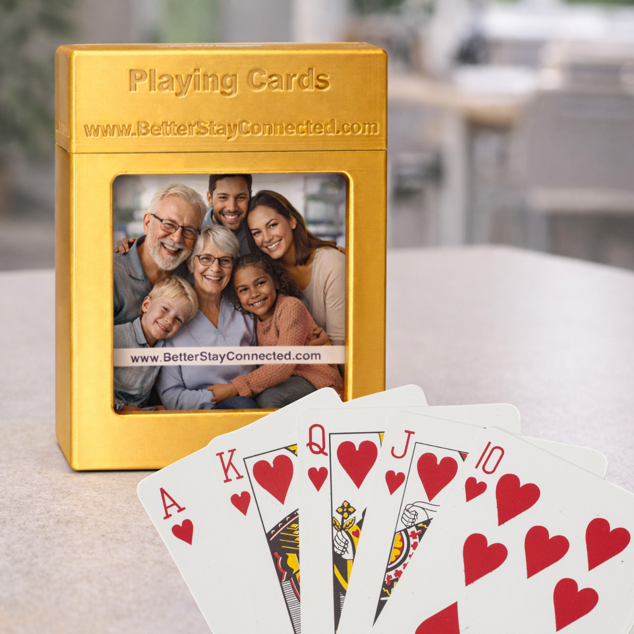 Personalized Deck of Cards : Take your deck of diamonds, spades, clubs, and hearts cards to the next level with memorable pictures you select in a gold durable long lasting case.